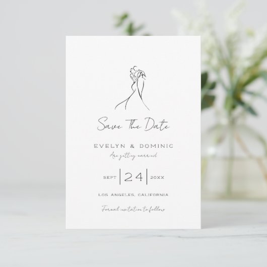 Save The Date Modern Romantic Bride and Groom Wedding (Debout devant)