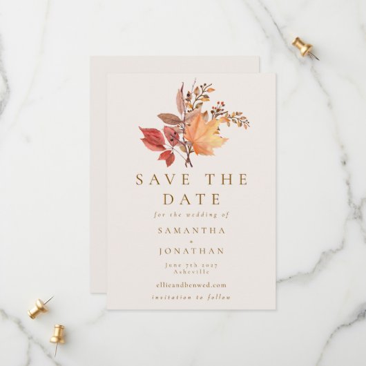 Save The Date Modern Rustic Fall Boho Flower Wedding (Devant/Arrière en situation)