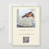 Save The Date Modern Sage Green Wavy Stripe QR Code Photo (Dos)