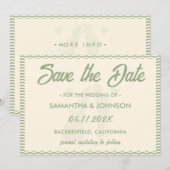 Save The Date Modern Sage Green Wavy Stripe QR Code Wedding (Devant / Derrière)