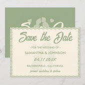 Save The Date Modern Sage Green Wavy Stripe Wedding (Devant / Derrière)