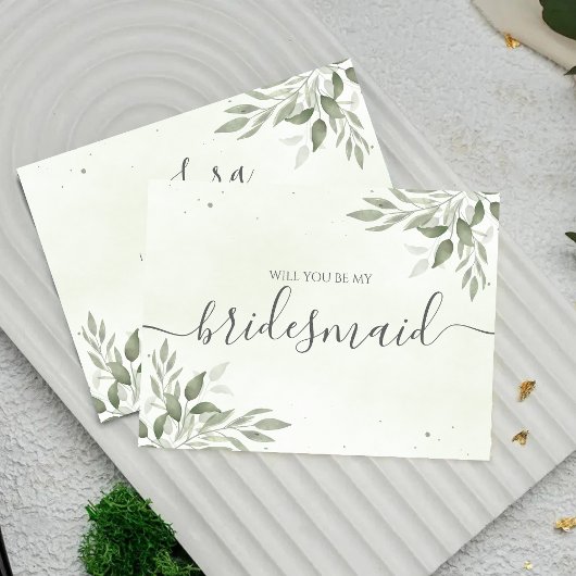 Save The Date Modern Sage Greenery Bridesmaid Proposal Card