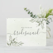Save The Date Modern Sage Greenery Bridesmaid Proposal Card (Debout devant)