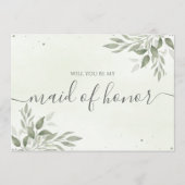 Save The Date Modern Sage Greenery Maid Of Honor Proposal Card (Devant)