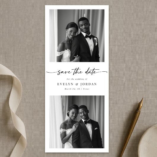 Save The Date Modern Script Elegant Photo Booth Bookmark Wedding
