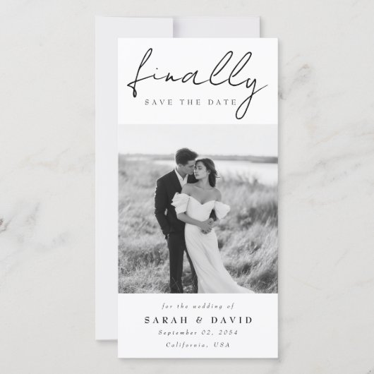 Save The Date Modern Script Finally Bookmark Classic Photo Save (Devant)