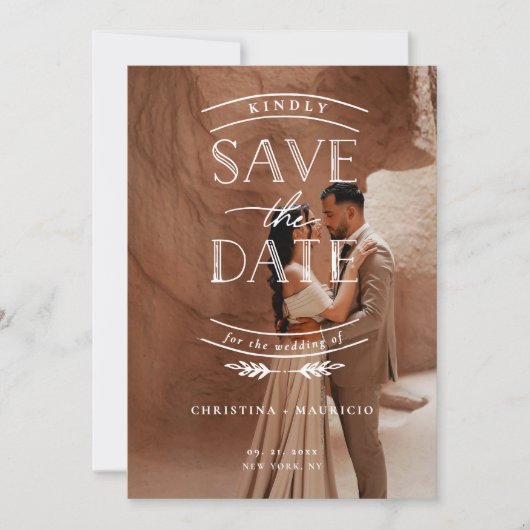 Save The Date Modern Script Full Photo Wedding (Devant)