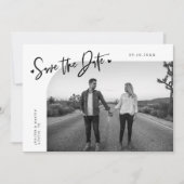 Save The Date Modern Script Heart White Curved Frame Photo (Devant)