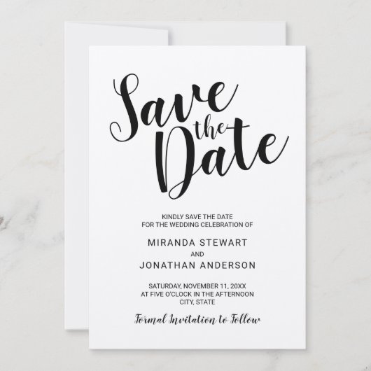 Save The Date Modern Script Kraft Papier Mariage Enregistrer la  (Devant)