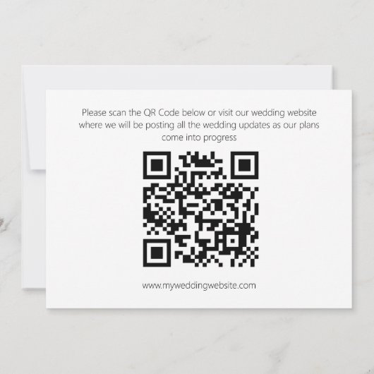 Save The Date Modern Script Photo QR Code Mariage Ajouter un nom (Dos)