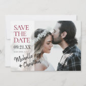Save The Date Modern Script Photo Wedding Enregistrer la date In (Devant)