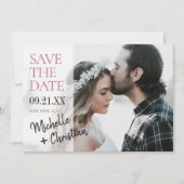 Save The Date Modern Script Photo Wedding Enregistrer la date In (Devant)