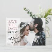 Save The Date Modern Script Photo Wedding Enregistrer la date In (Debout devant)