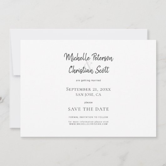 Save The Date Modern Script Photo Wedding Enregistrer la date In (Dos)