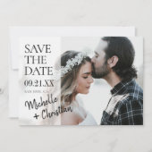 Save The Date Modern Script Photo Wedding Enregistrer la date In (Devant)