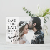 Save The Date Modern Script Photo Wedding Enregistrer la date In (Debout devant)