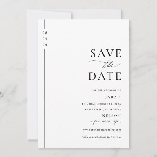 Save The Date Modern Script Photo Wedding Enregistrer la date In (Devant)
