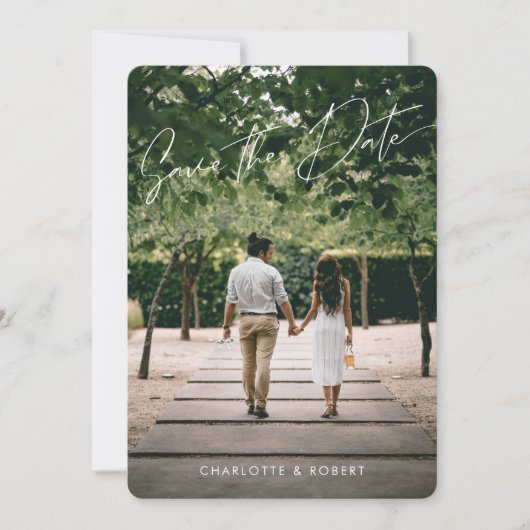 Save The Date Modern Script Photo Wedding Enregistrer la date Mo (Devant)