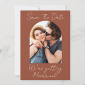 Save The Date Modern Script Terracotta Photo Monogram (Devant)