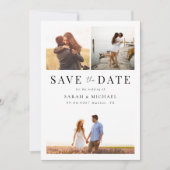 Save The Date Modern Simple 3 Photo Collage Mariage (Devant)