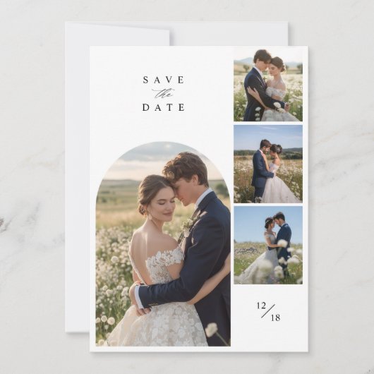 Save The Date Modern Simple Arch 4 Photo Collage Mariage (Devant)