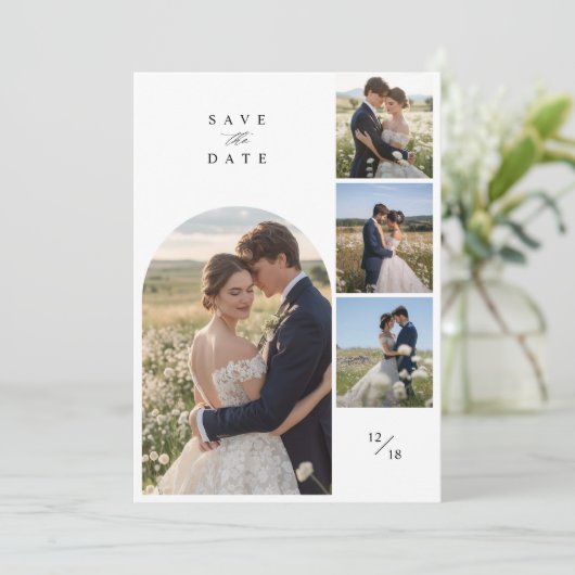 Save The Date Modern Simple Arch 4 Photo Collage Mariage (Debout devant)