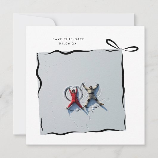 Save The Date MoDeRN Simple MINIMAL RIBBON Mariage photo (Devant)