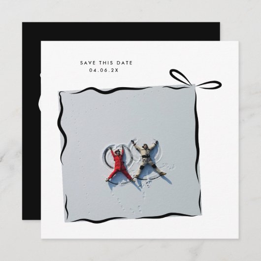 Save The Date MoDeRN Simple MINIMAL RIBBON Mariage photo (Devant / Derrière)
