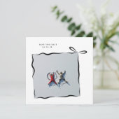 Save The Date MoDeRN Simple MINIMAL RIBBON Mariage photo (Debout devant)