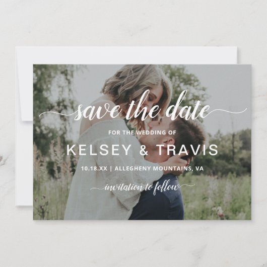 Save The Date Modern Simple Script Photo Mariage élégant (Devant)