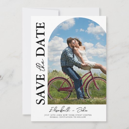 Save The Date Modern Simple Script Photo Mariage Enregistrer La (Devant)