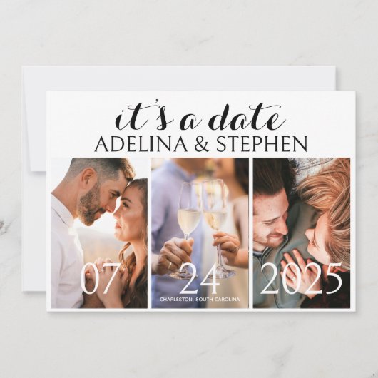 Save The Date Modern Simple Script Trois Galerie de photos QR CO (Devant)