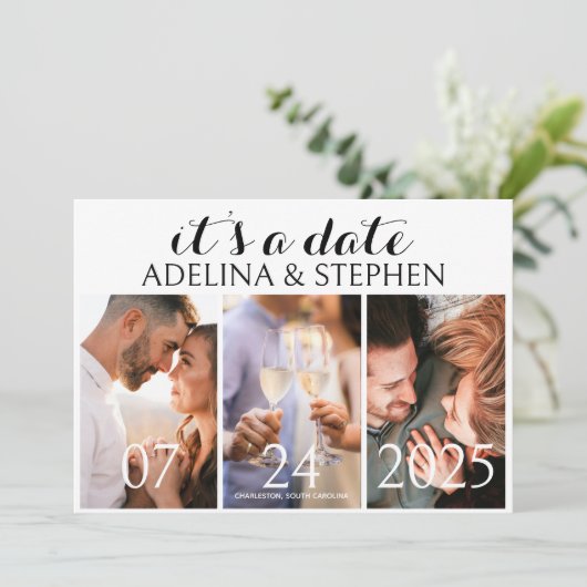 Save The Date Modern Simple Script Trois Galerie de photos QR CO (Debout devant)