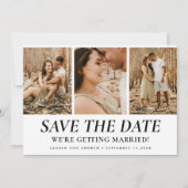 Save The Date Modern Simple Trois Photo Collage Mariage Qr Code (Devant)