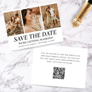 Save The Date Modern Simple Trois Photo Collage Mariage Qr Code