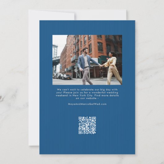 Save The Date Modern stylish blue script two photo (Dos)