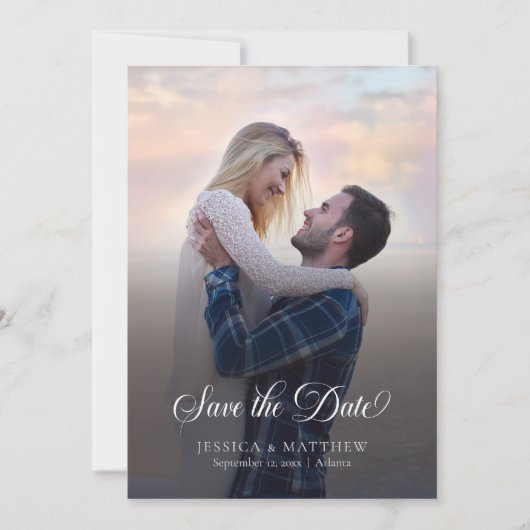 Save The Date Modern Stylish Calligraphy Script Photo Wedding (Devant)
