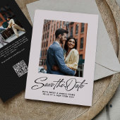Save The Date Modern stylish script pink two photo