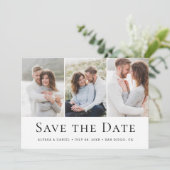 Save The Date Modern Three Photo Wedding website QR Code (Debout devant)