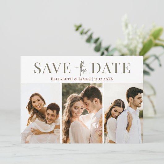 Save The Date Modern Trois Photo Automne Automne Saison Mariage (Debout devant)