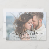 Save The Date Modern Vellum 2 Photo Heart Script Mariage Enregis (Devant)
