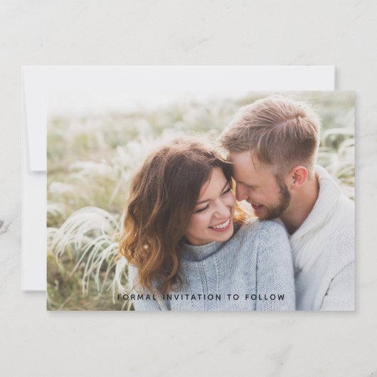 Save The Date Modern Vellum 2 Photo Heart Script Mariage Enregis (Dos)