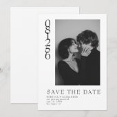 Save The Date Modern Vertical Date Editorial Photo Wedding (Devant / Derrière)