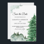 Save The Date Modern Watercolor Winter Nature Green Trees Save T<br><div class="desc">Modern Watercolor Winter Nature Green Trees</div>