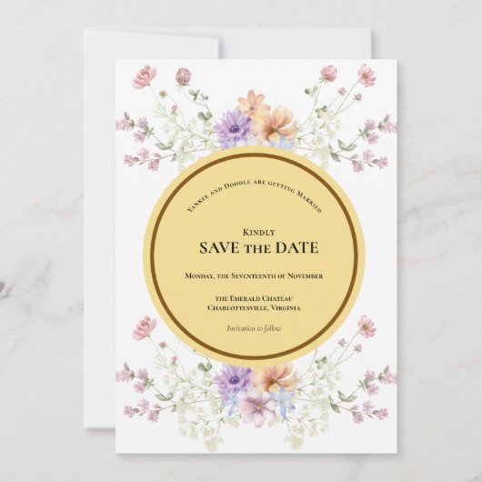 Save The Date Modern wildflowers spring wedding (Devant)