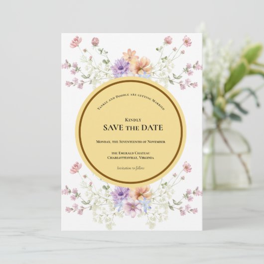 Save The Date Modern wildflowers spring wedding (Debout devant)