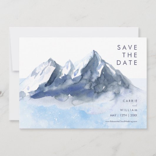 Save The Date Modern Winter Mountain Pattern Wedding (Devant)