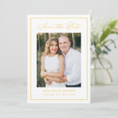 Save The Date Modern Yellow Border Script Photo Wedding (Debout devant)
