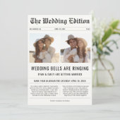 Save The Date Moderne 2 Mariage photo cloches sonner journal (Debout devant)