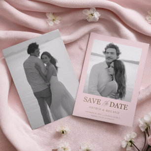 Save The Date Moderne 2 Photo Blush rose & or Enregistrer la dat